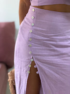 conjunto vix lilás 3 peças saia e cropped