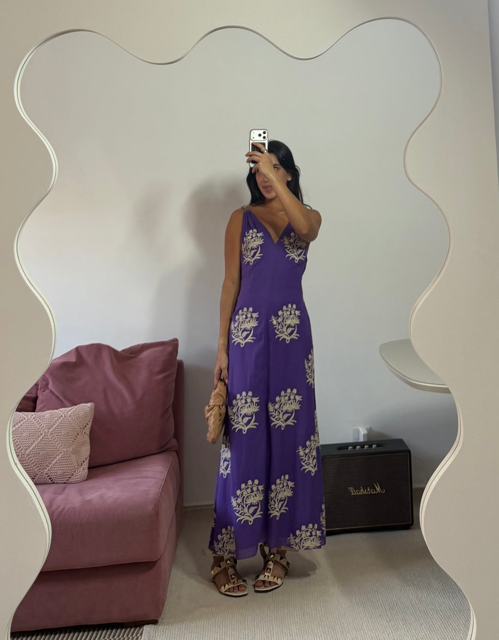 vestido longo cris barros roxo com bordado