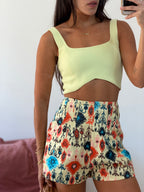 shorts nv estampado etnico cintura alta