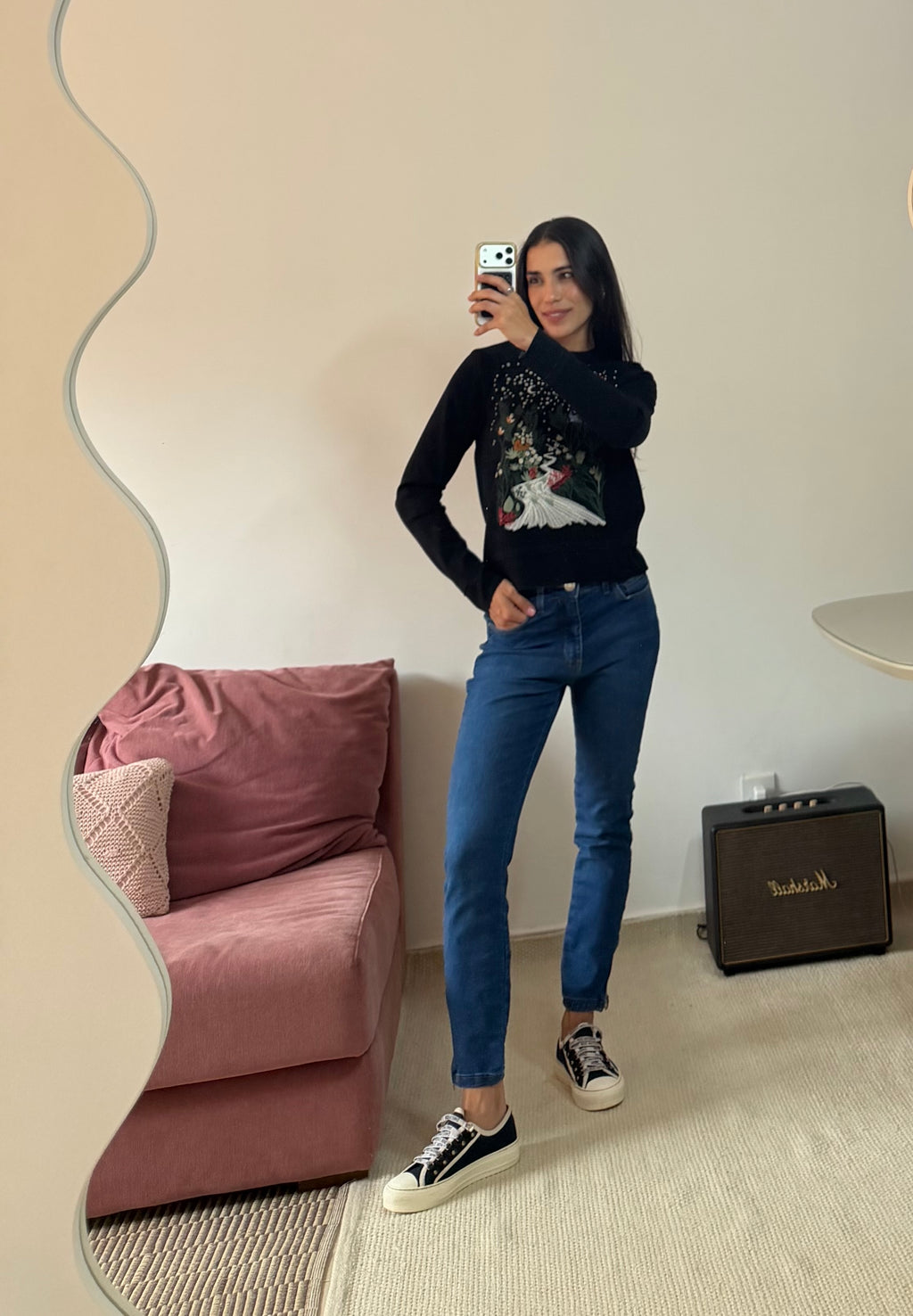 blusa talie nk manga longa bordada