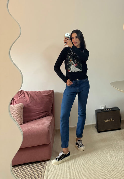 blusa talie nk manga longa bordada