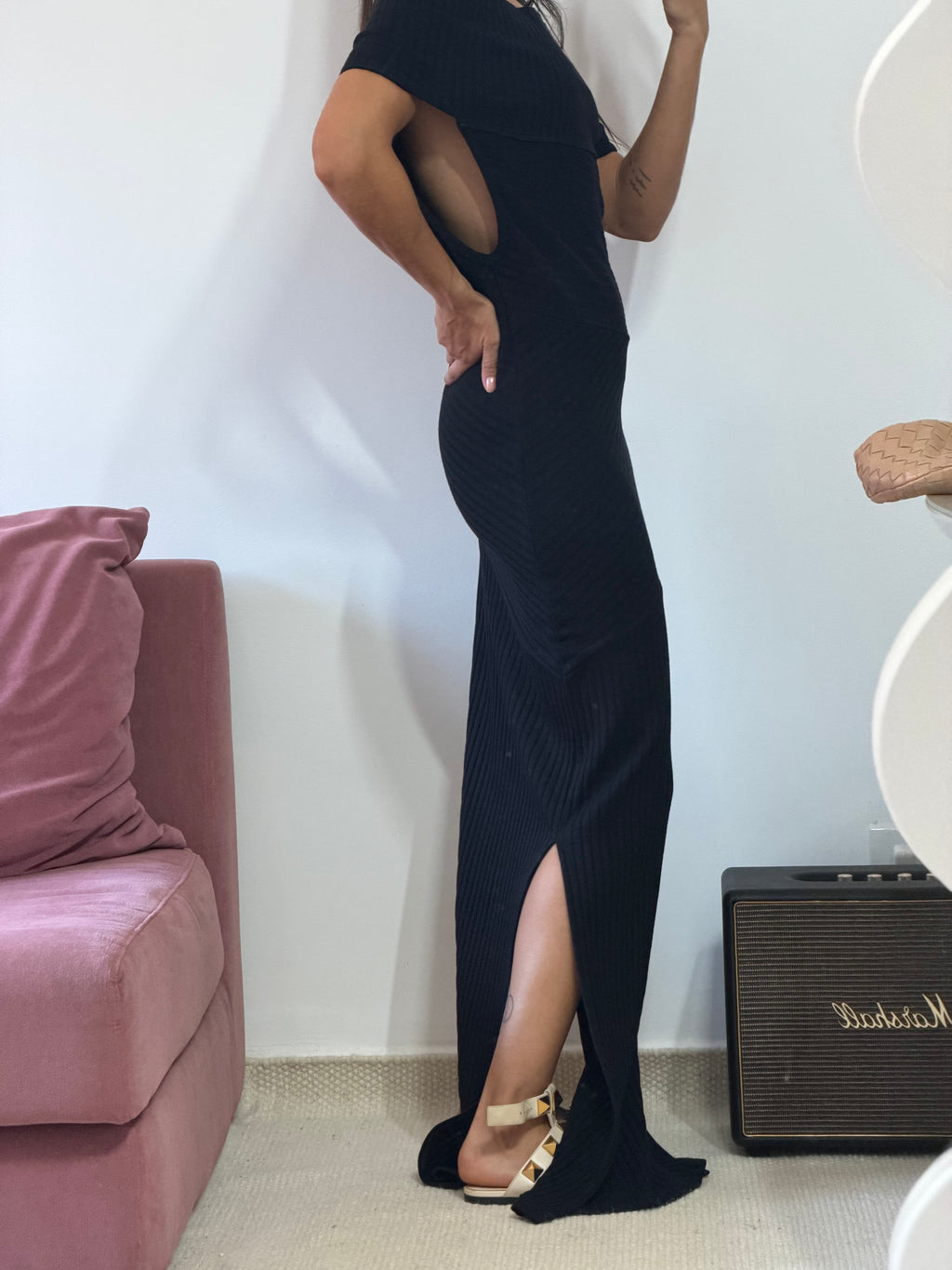 vestido longo tricot preto sw