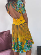 vestido curto farm amarelo estampado