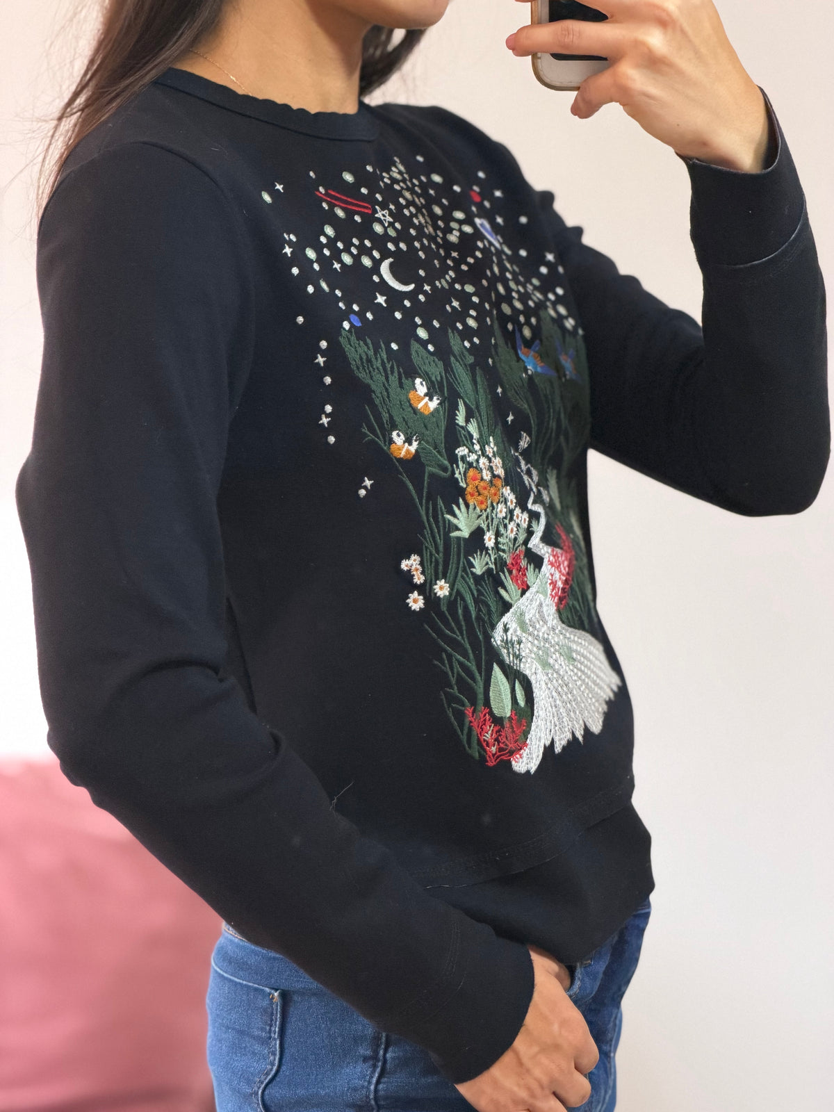 blusa talie nk manga longa bordada