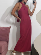 vestido midi marfino vermelho