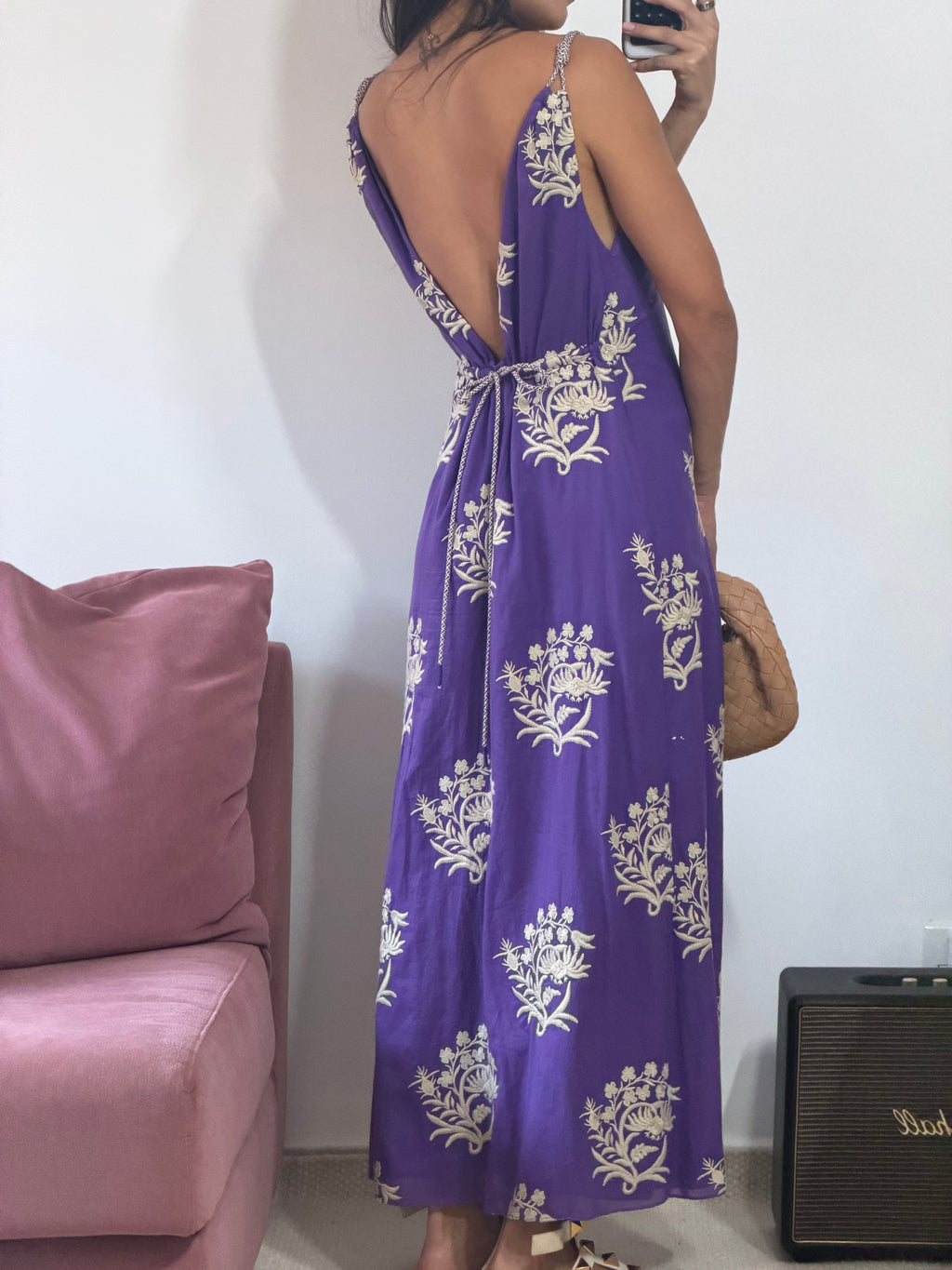 vestido longo cris barros roxo com bordado