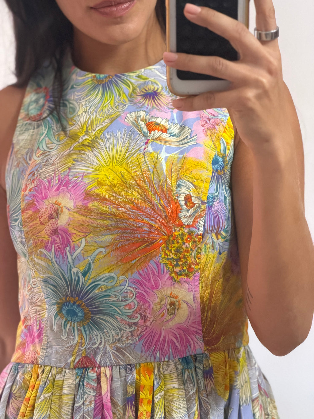 vestido reinaldo lourenço estampado flores azul