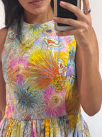 vestido reinaldo lourenço estampado flores azul