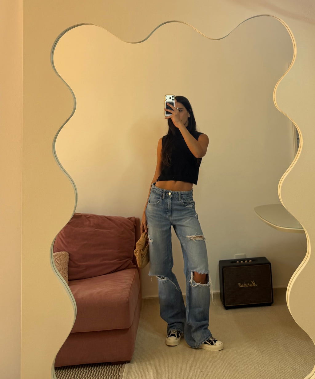 calça jeans zara cintura baixa rasgada