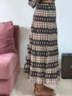 conjunto seda estampado talie nk cropped e saia