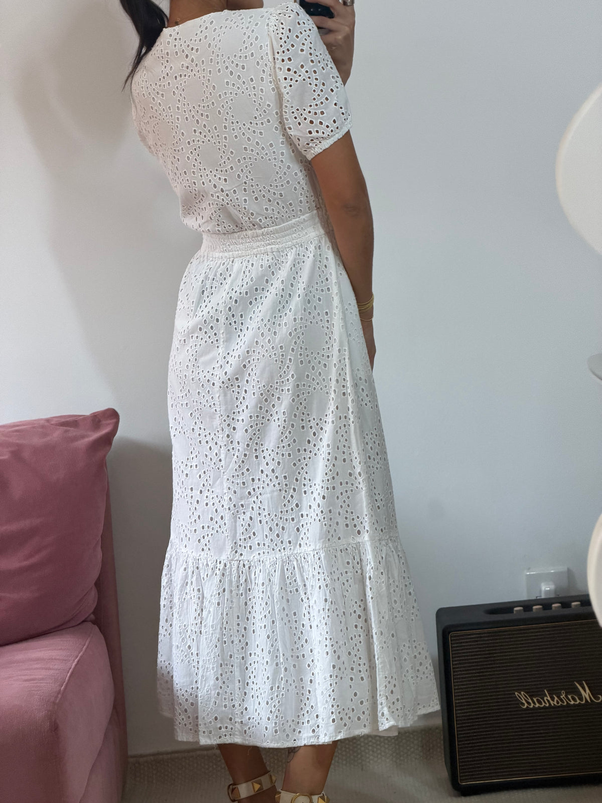 vestido longo bl collection laise branco com recorte