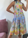 vestido reinaldo lourenço estampado flores azul