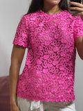 blusa renda pink katy spade