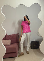 blusa renda pink katy spade
