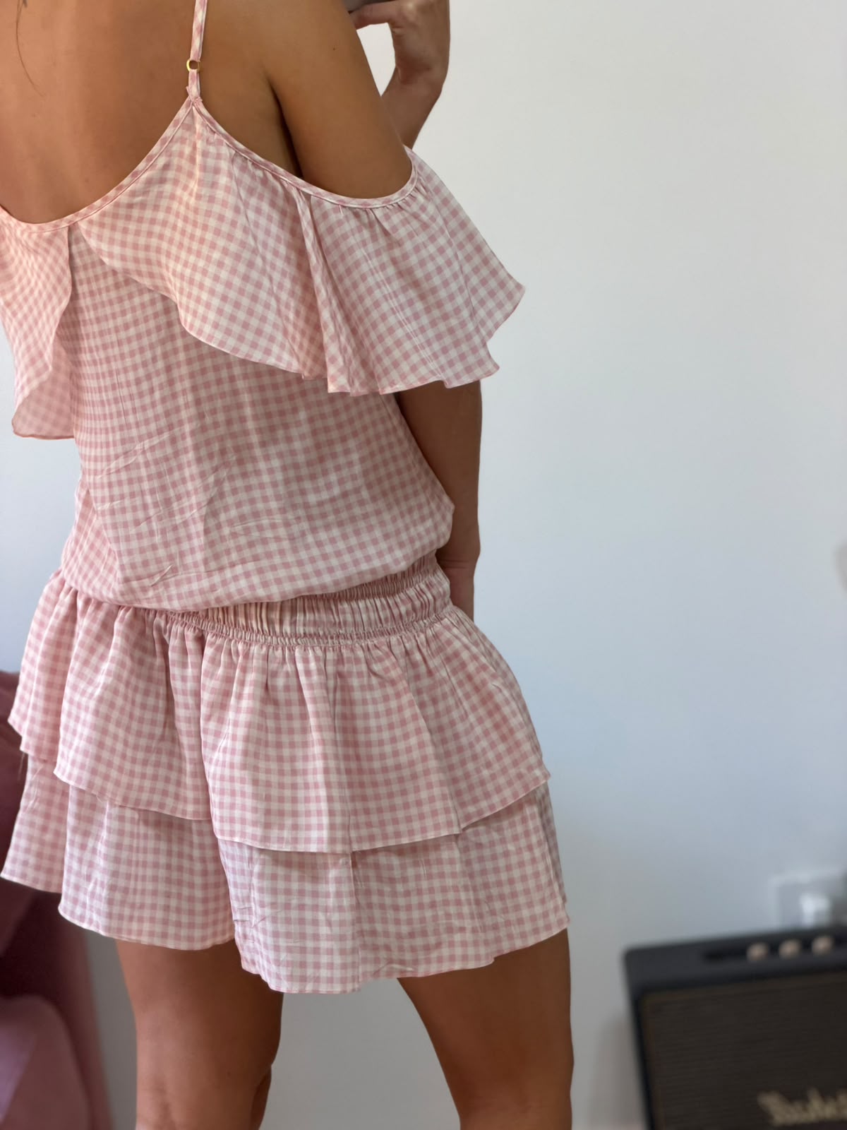 vestido curto xadrez mixed rosa bebe