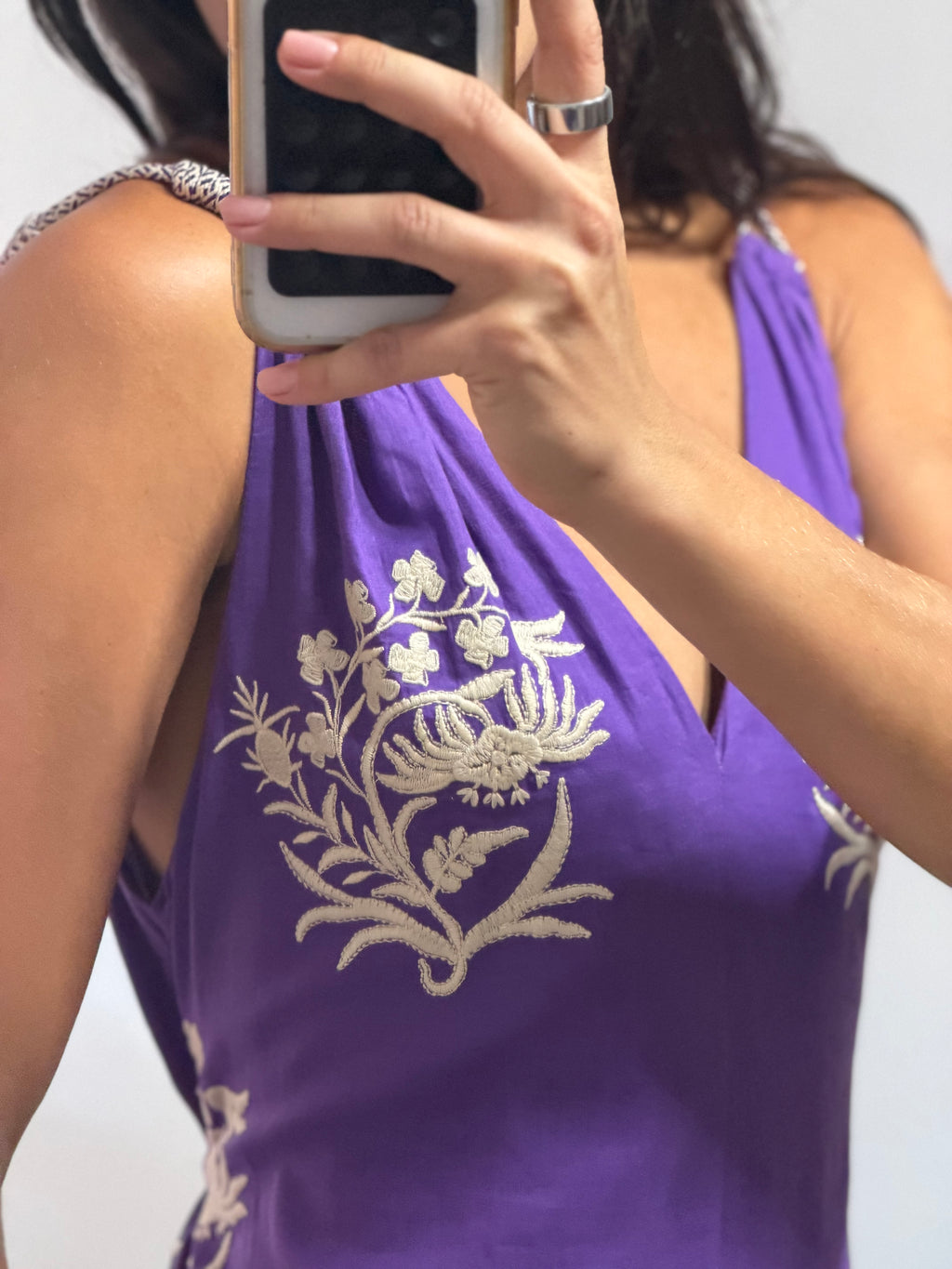 vestido longo cris barros roxo com bordado