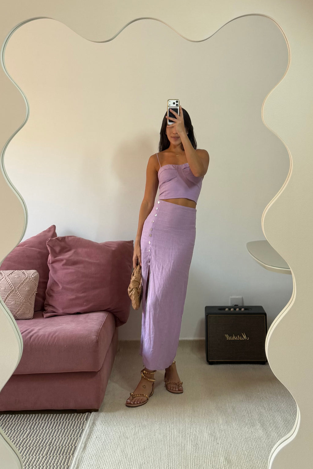 conjunto vix lilás 3 peças saia e cropped
