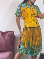 vestido curto farm amarelo estampado