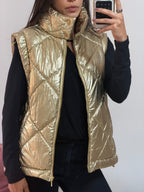 colete puffer talita kume dourado metalizado