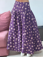 saia longa poá roxa com rosa lurex andrea marques