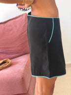 shorts preto ginger com acabamento azul