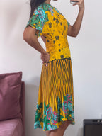 vestido curto farm amarelo estampado