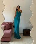 vestido longo agilitá verde turquesa festa