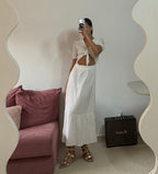 vestido longo bl collection laise branco com recorte