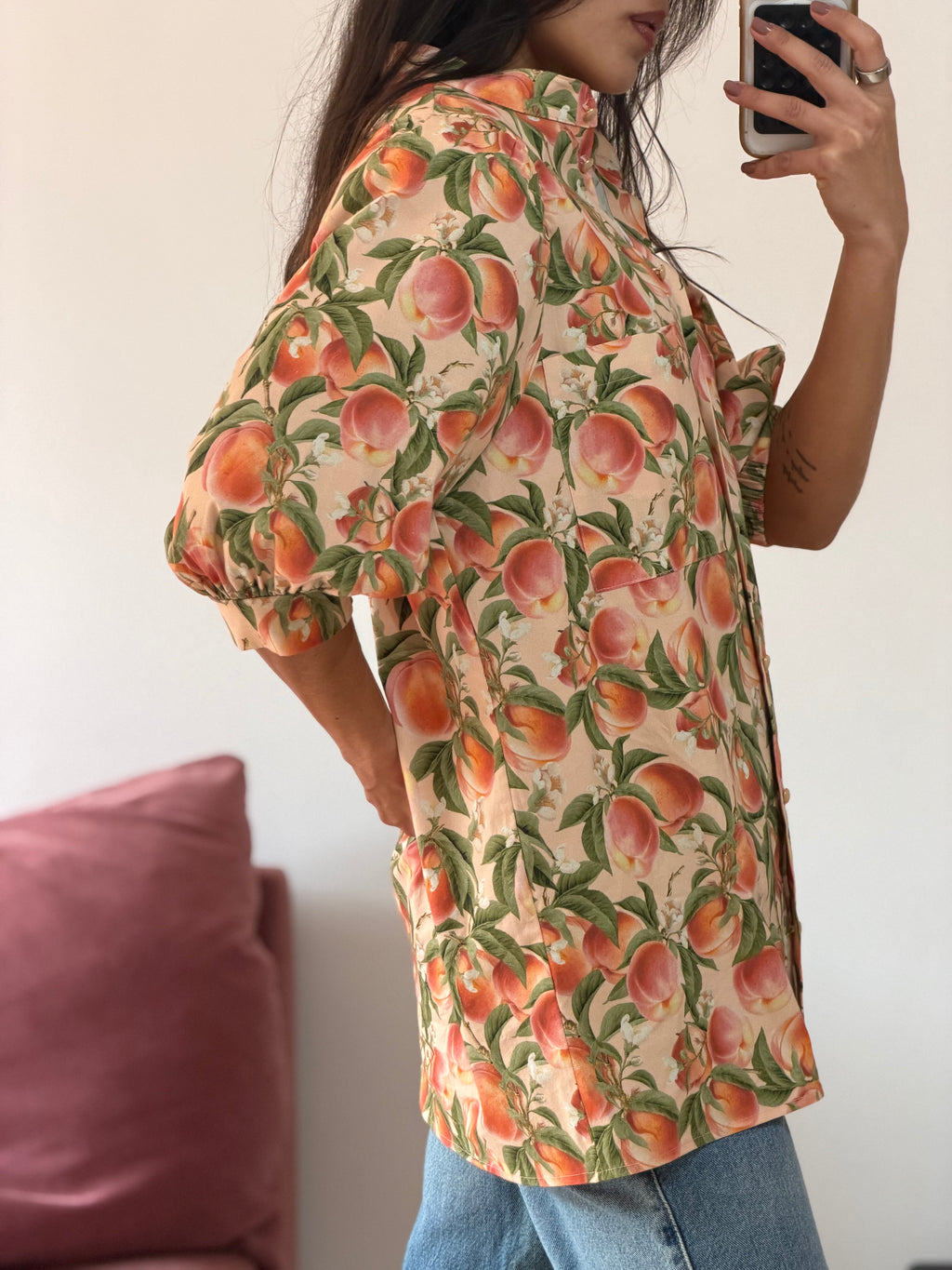 camisa estampada mixed pêssegos
