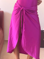 conjunto adriana degreas rosa fucsia parêo e maiô