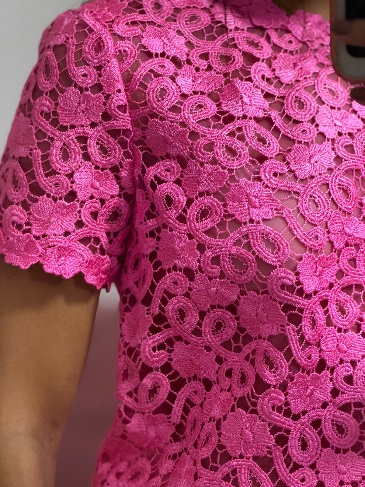 blusa renda pink katy spade