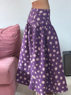 saia longa poá roxa com rosa lurex andrea marques