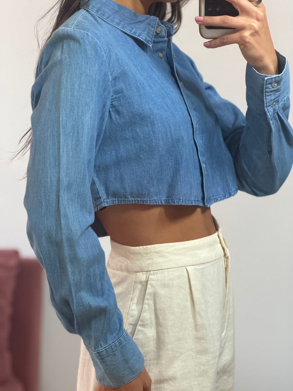 cropped jeans zara manga longa