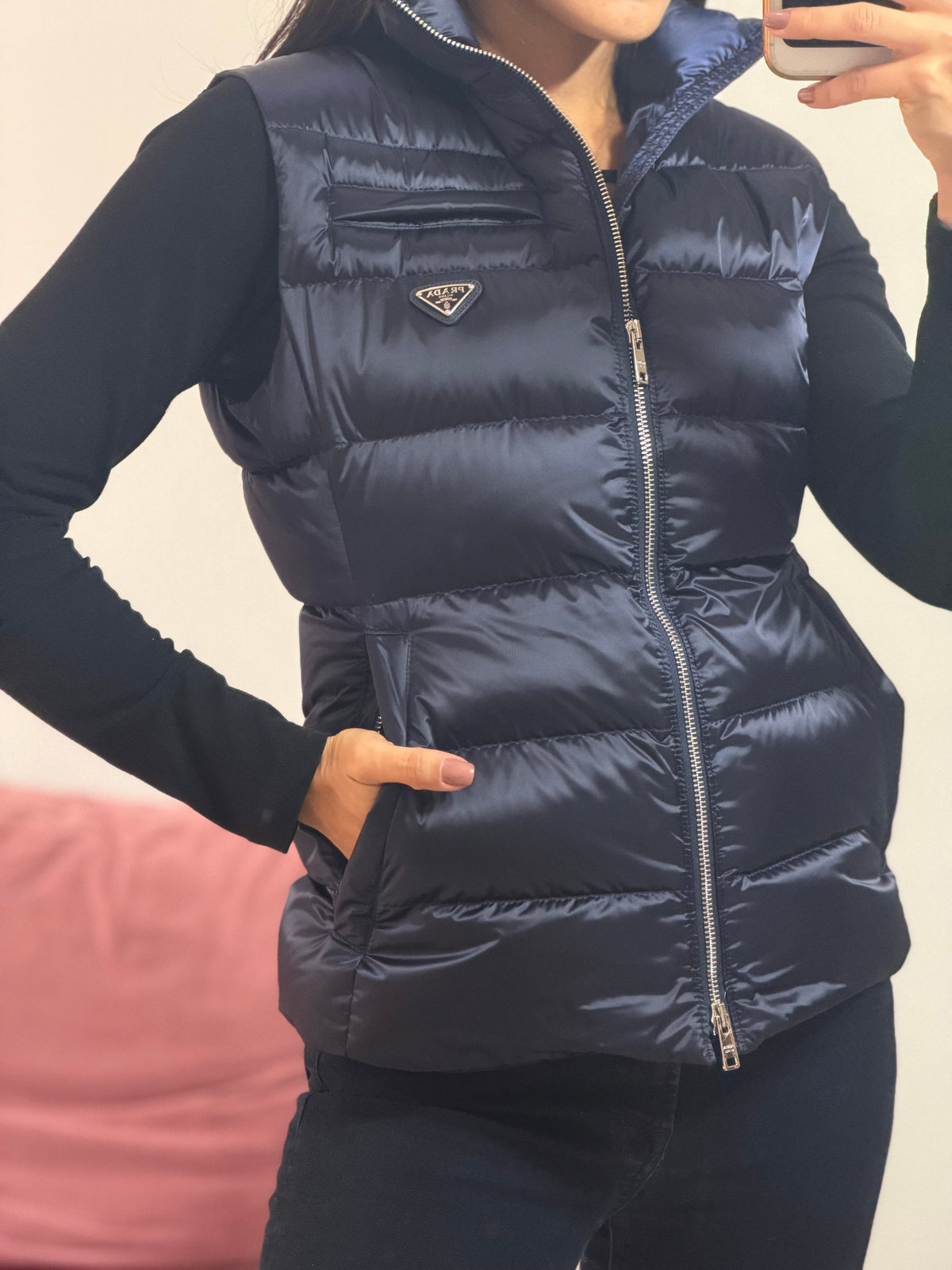 colete prada azul marinho puffer