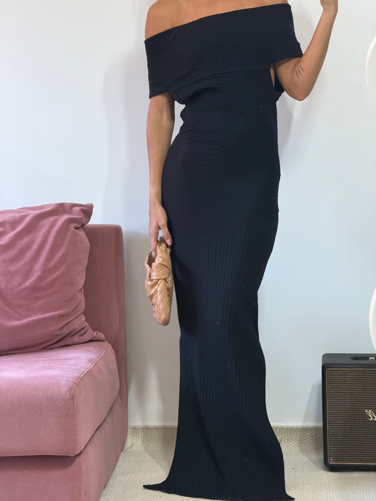 vestido longo tricot preto sw