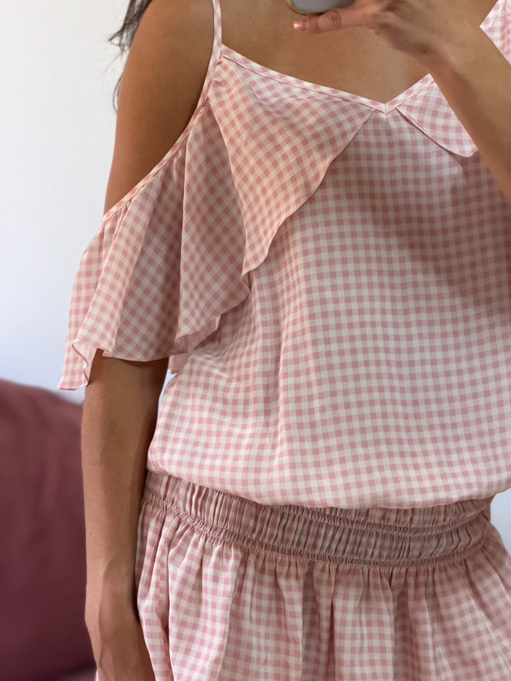 vestido curto xadrez mixed rosa bebe