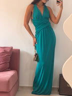 vestido longo agilitá verde turquesa festa