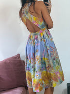 vestido reinaldo lourenço estampado flores azul