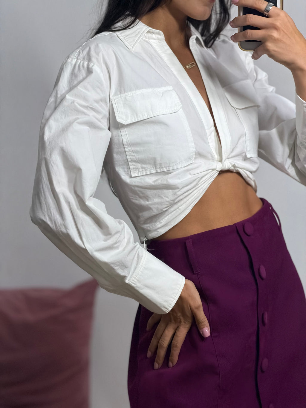 cropped zara branco manga longa