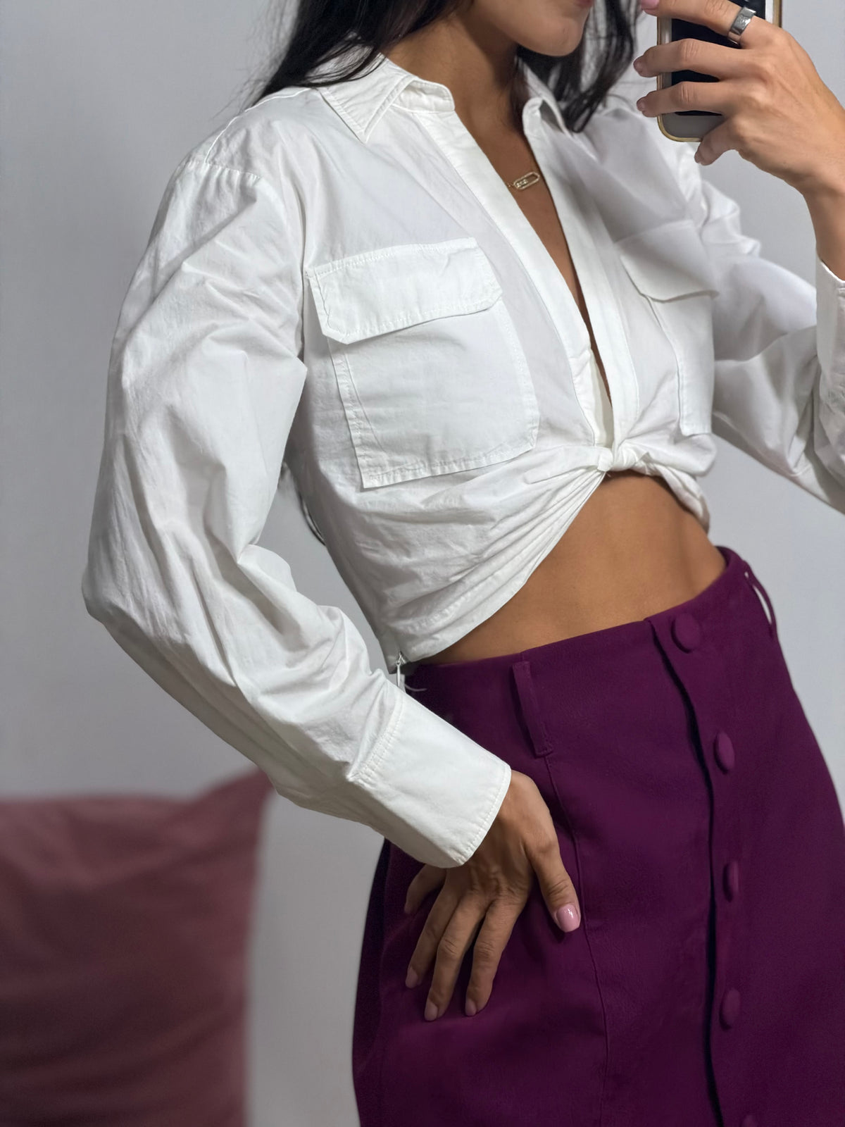 cropped zara branco manga longa