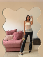 blusa renda off white mixed