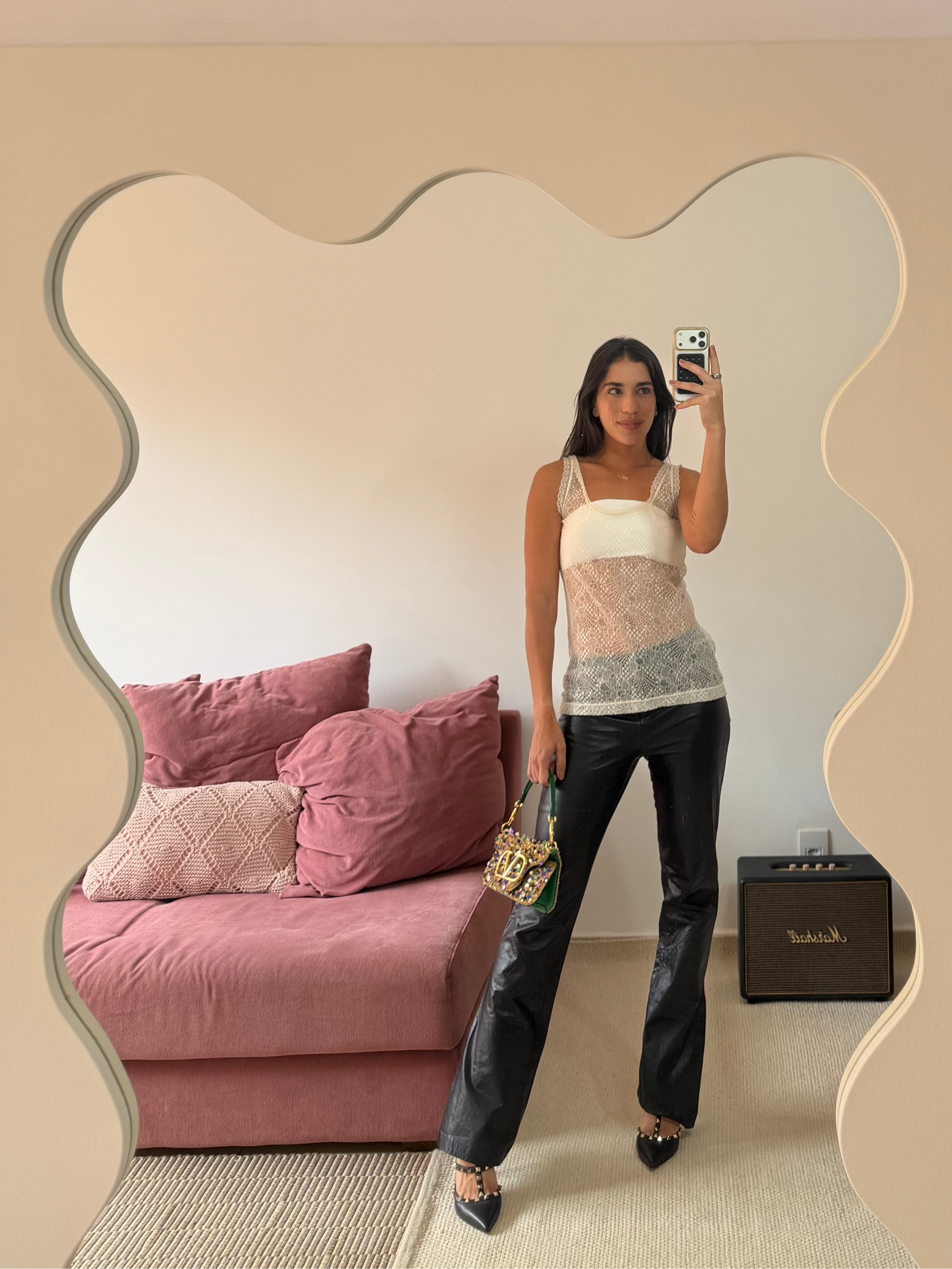 blusa renda off white mixed