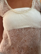 blusa renda off white mixed