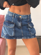 mini saia jeans cargo zara