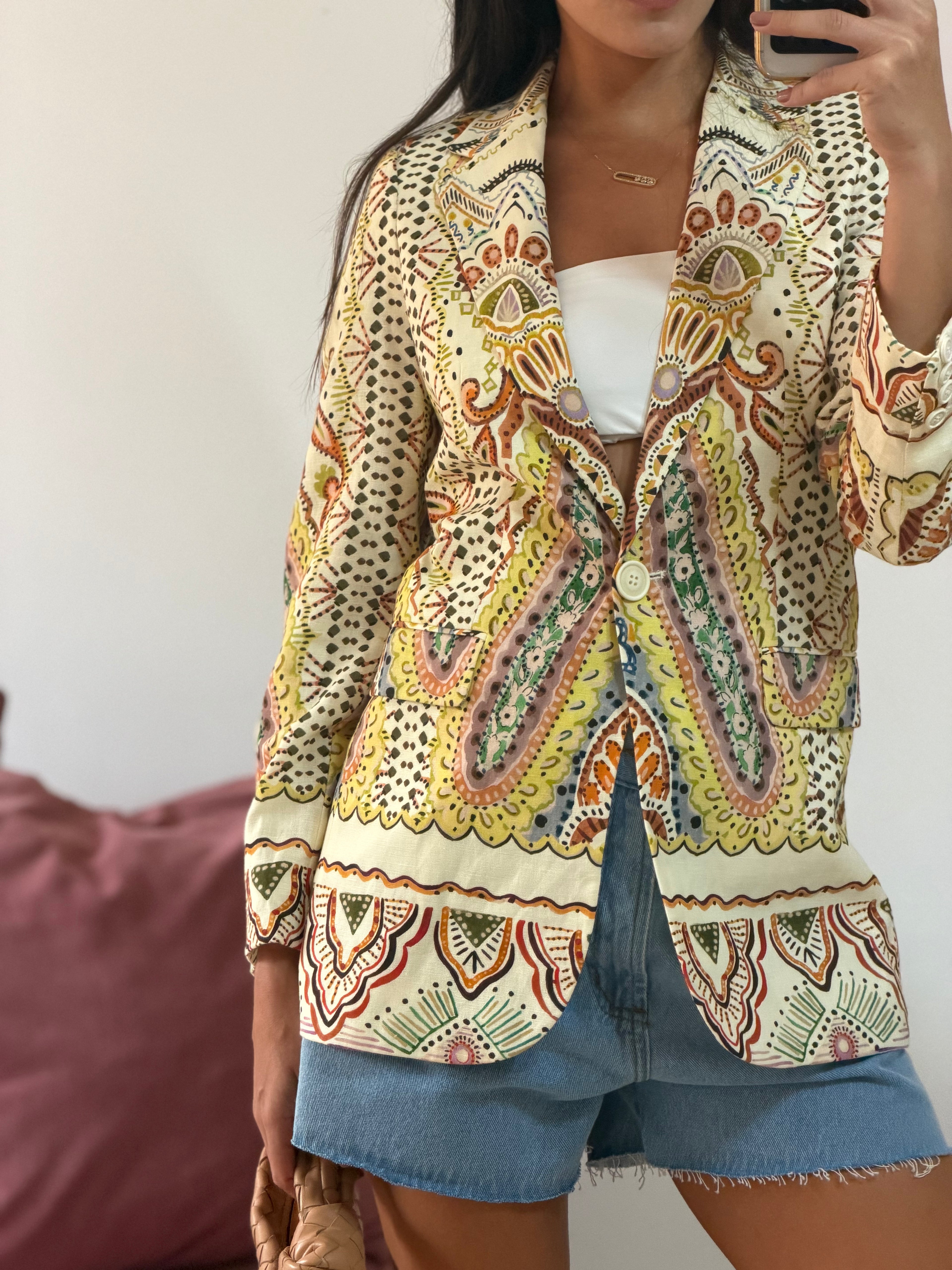 blazer estampado etnico zara linho