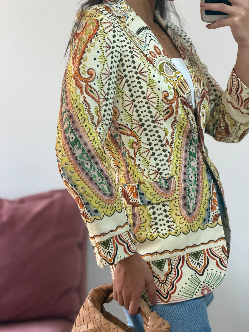 blazer estampado etnico zara linho