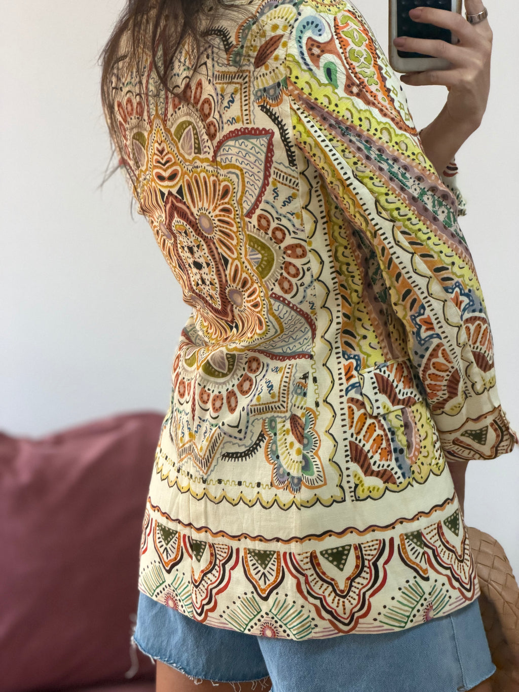 blazer estampado etnico zara linho