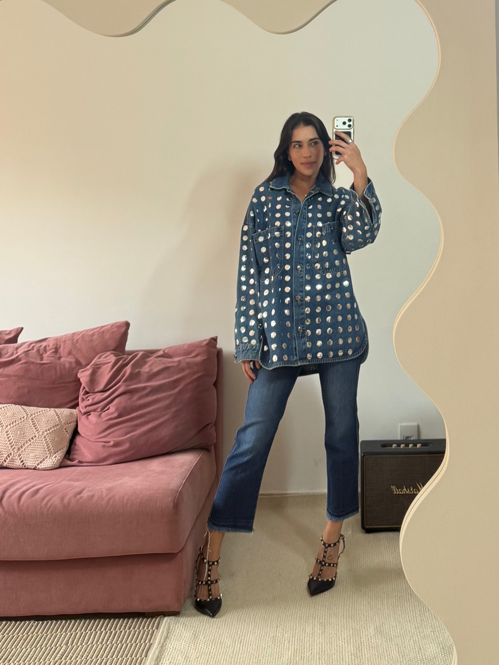 camisa dadri com aplicações metálicas