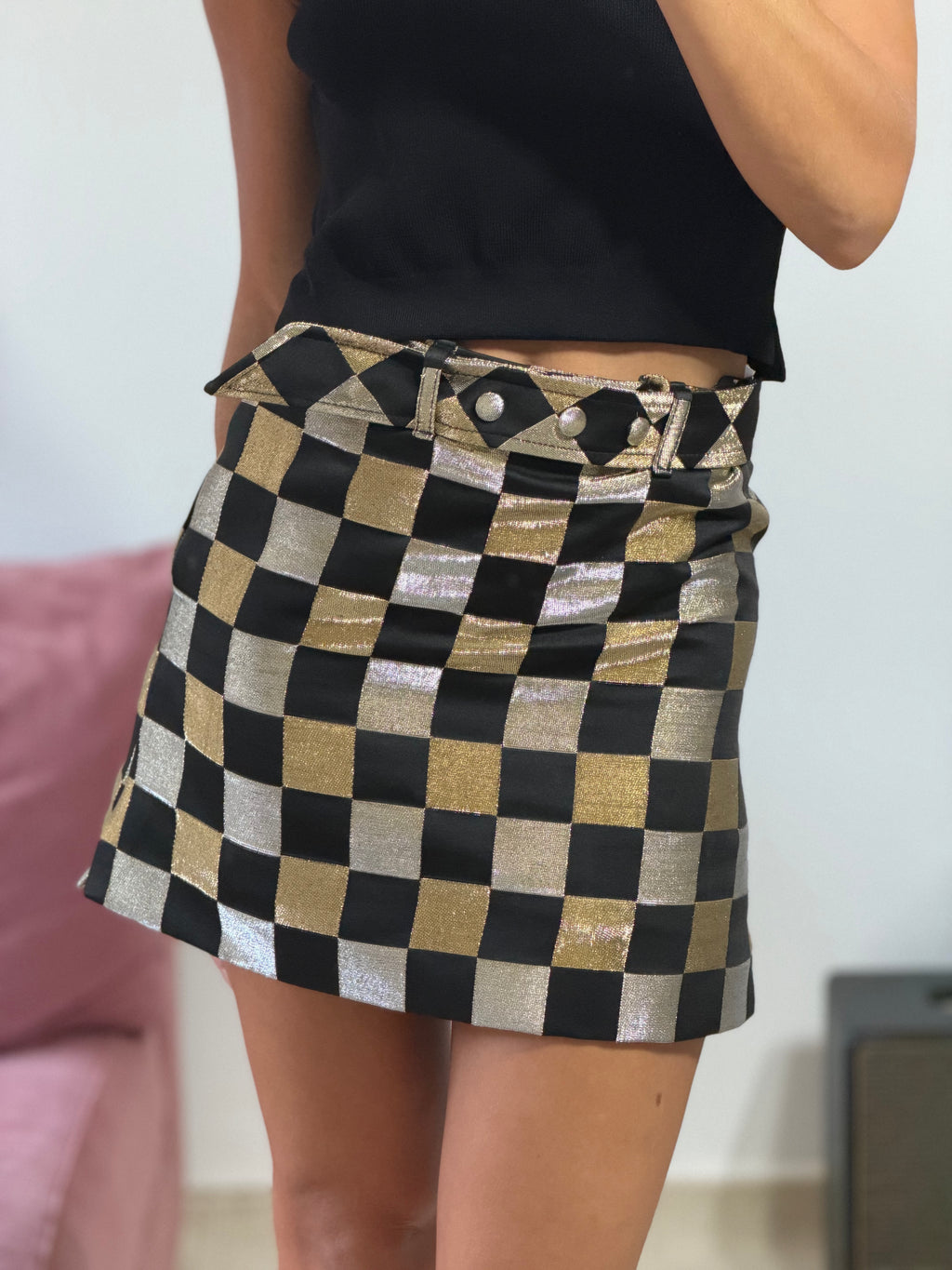 shorts saia talie nk xadrez lurex