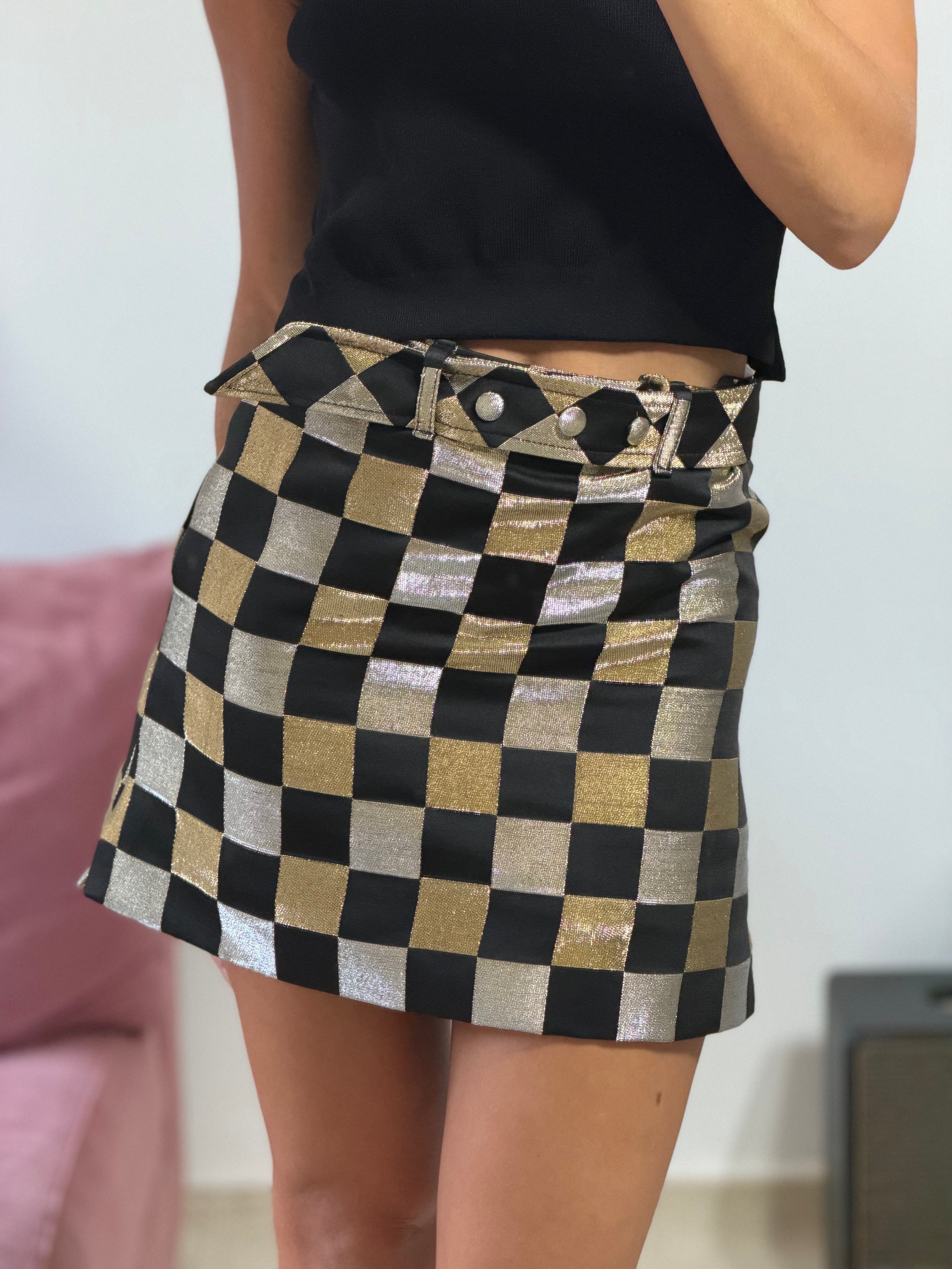 shorts saia talie nk xadrez lurex